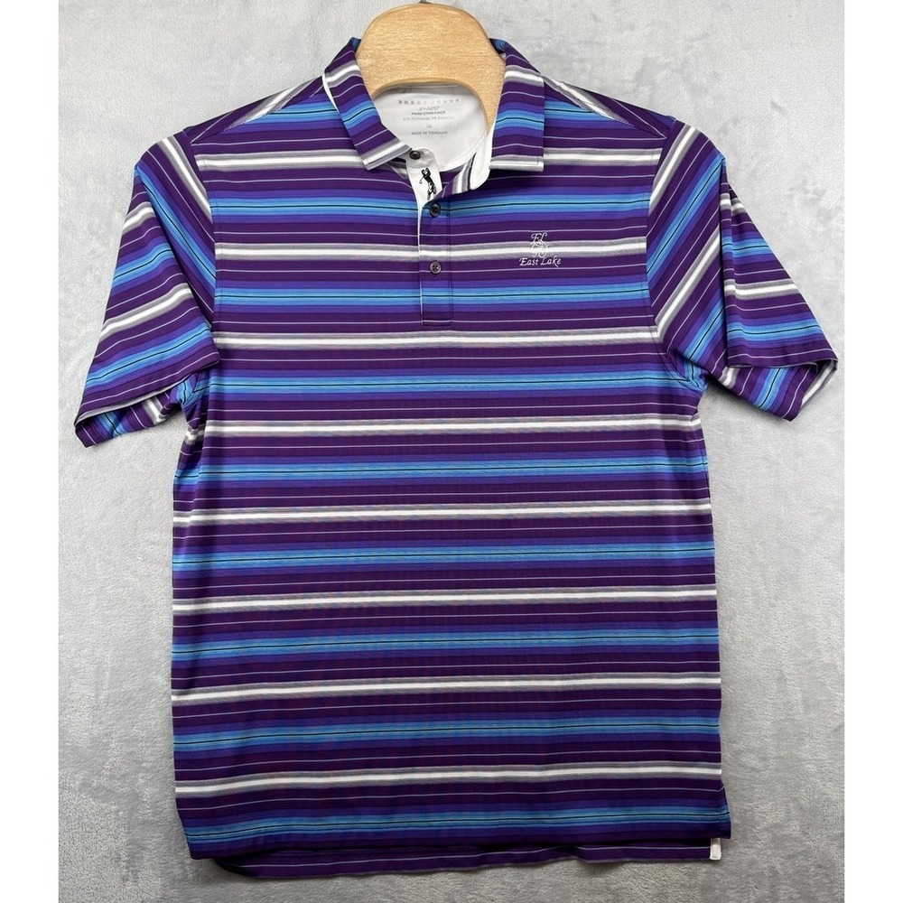 Bobby Jones X-H20 East Lake‎ Atlanta Purple Striped Golf Polo Shirt Men's XL